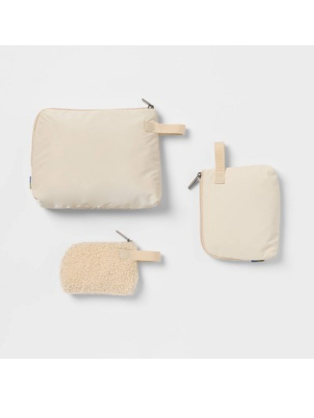 Neutral Cream Travel Pouch Set - 3 Piece